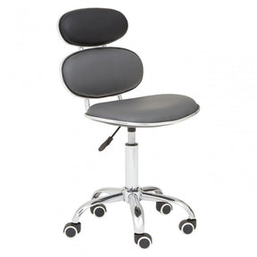 Black PU Home Office Chair with Chrome Base, Black