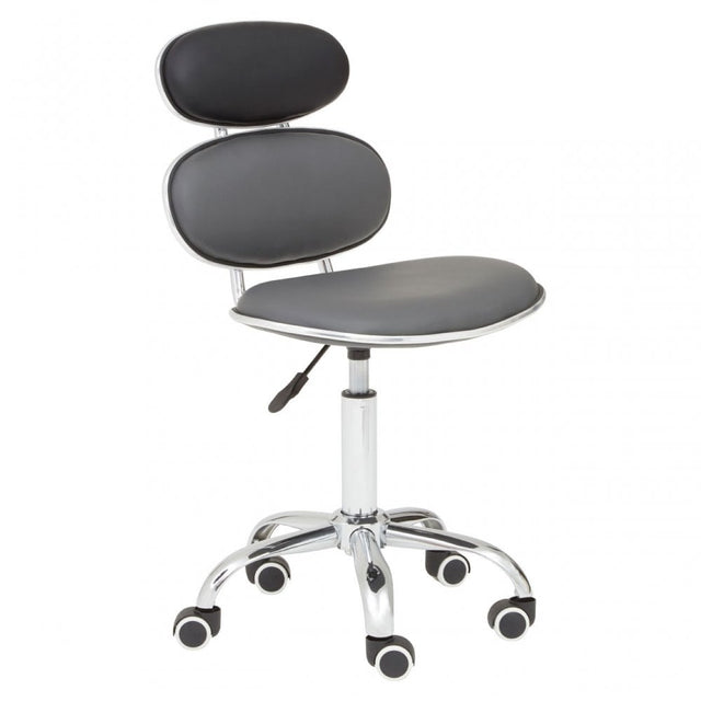Black PU Home Office Chair with Chrome Base, Black