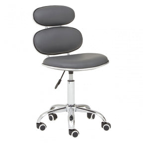 Grey PU Home Office Chair with Chrome Base, Grey