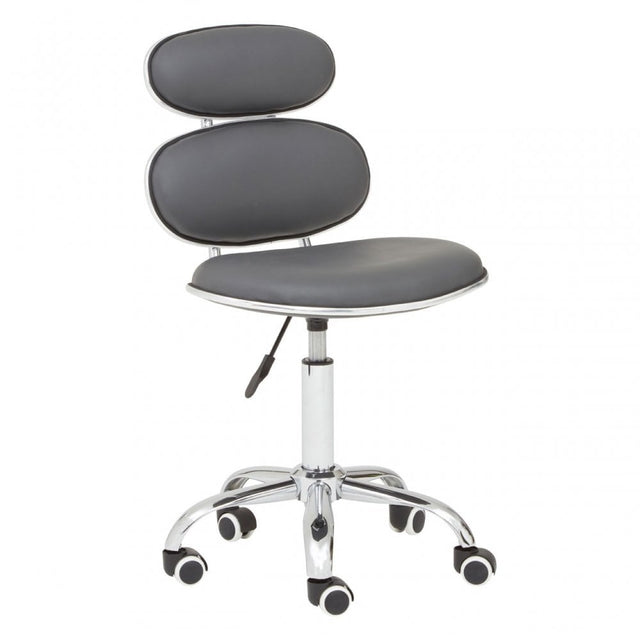 Grey PU Home Office Chair with Chrome Base, Grey
