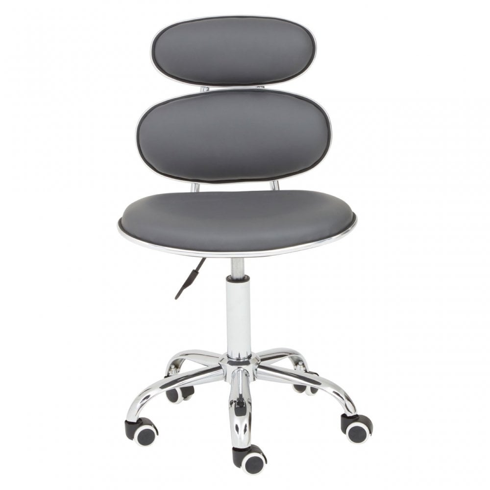 Grey PU Home Office Chair with Chrome Base, Grey
