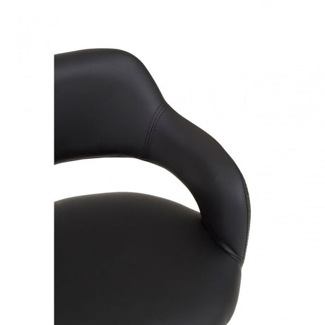 Black PU Home Office Chair with Curved Back, Black