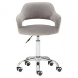 Grey Velvet Home Office Chair with Curved Back, Grey