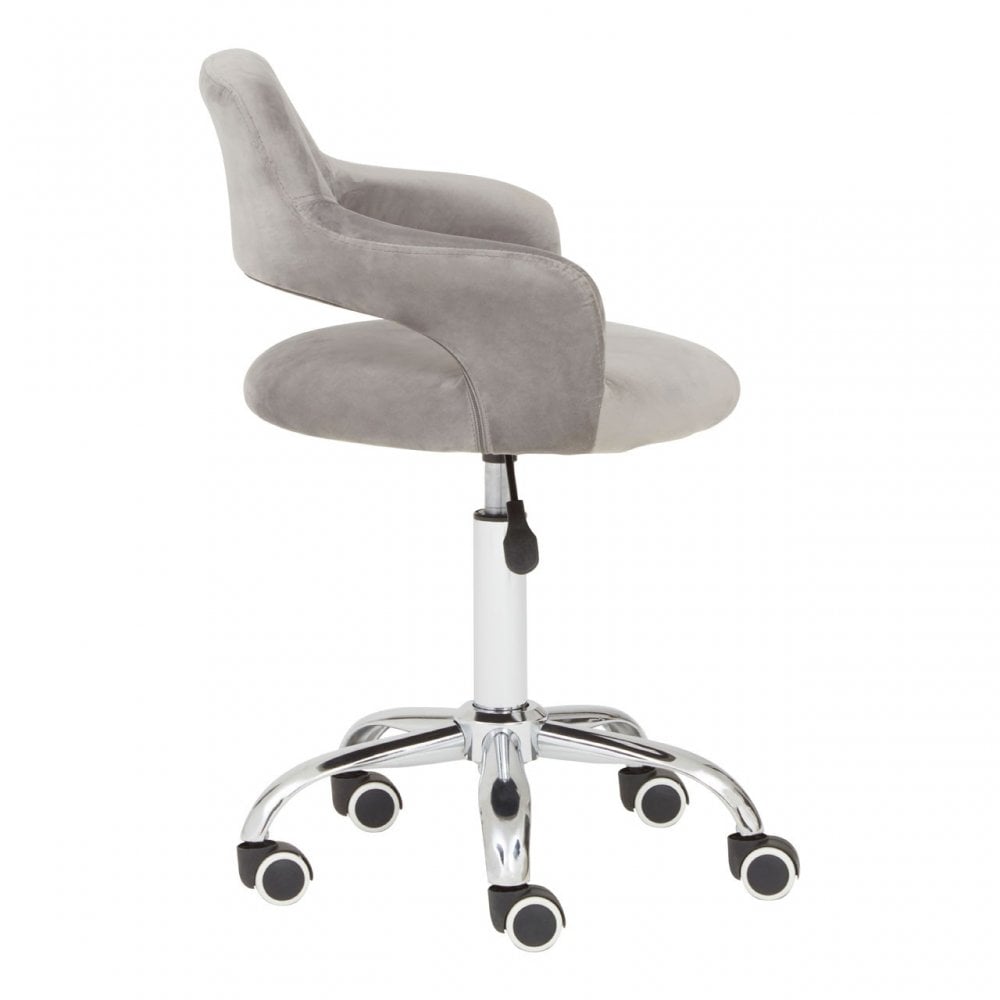 Grey Velvet Home Office Chair with Curved Back, Grey