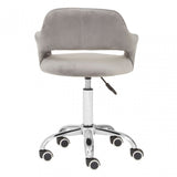 Grey Velvet Home Office Chair with Curved Back, Grey