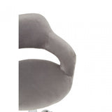 Grey Velvet Home Office Chair with Curved Back, Grey