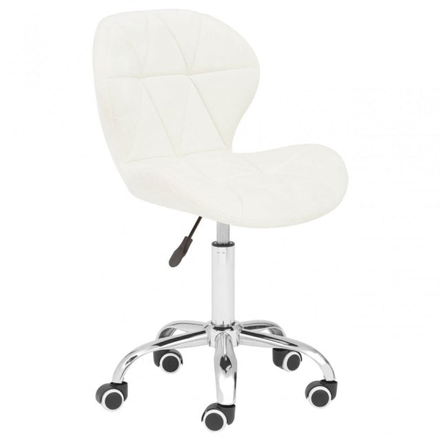 White Velvet Home Office Chair with Swivel Base, White