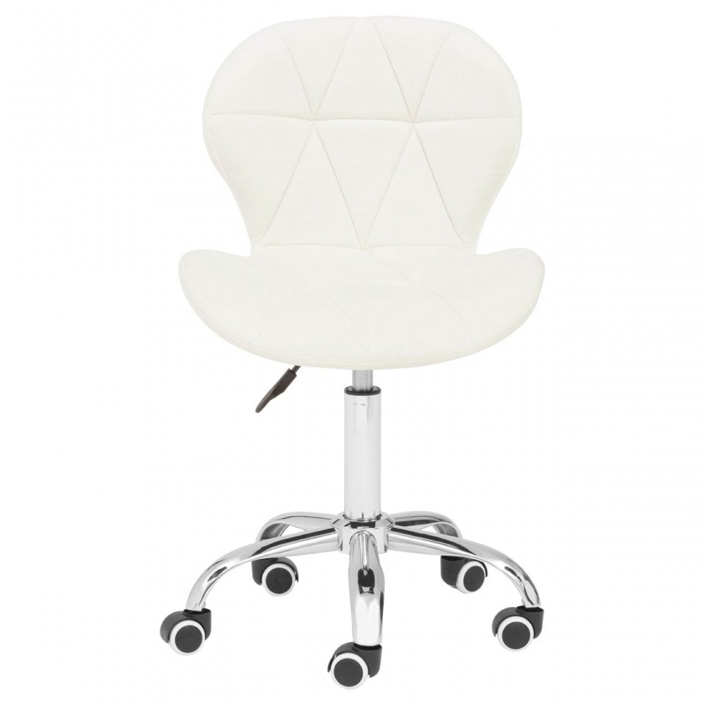 White Velvet Home Office Chair with Swivel Base, White