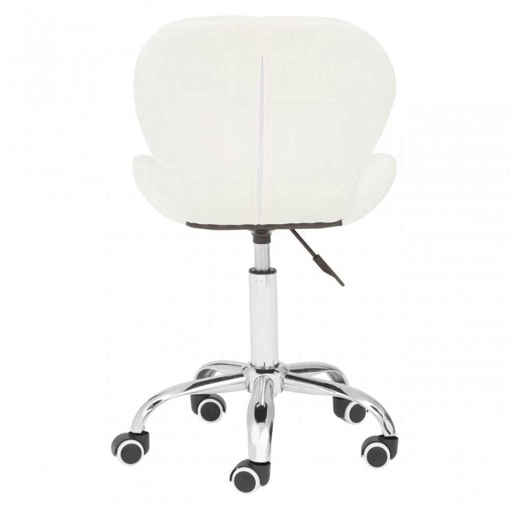 White Velvet Home Office Chair with Swivel Base, White
