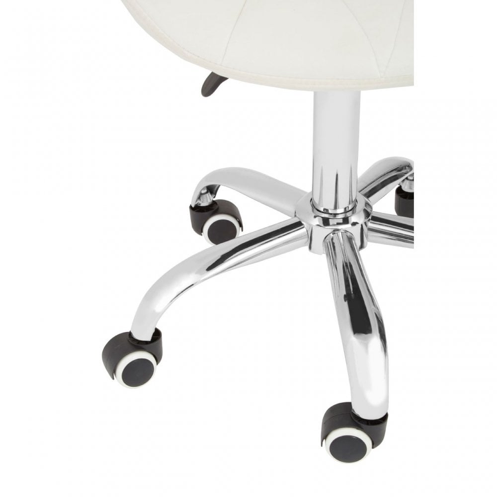 White Velvet Home Office Chair with Swivel Base, White