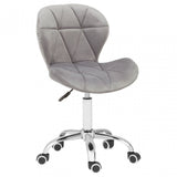 Grey Velvet Home Office Chair with Swivel Base, Grey