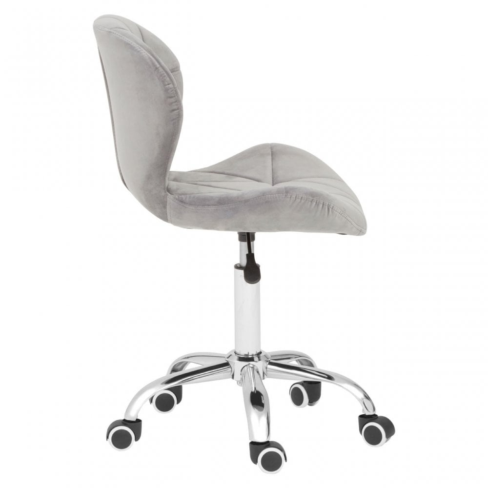 Grey Velvet Home Office Chair with Swivel Base, Grey