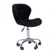 Black Velvet Home Office Chair with Swivel Base, Black