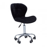 Black Velvet Home Office Chair with Swivel Base, Black