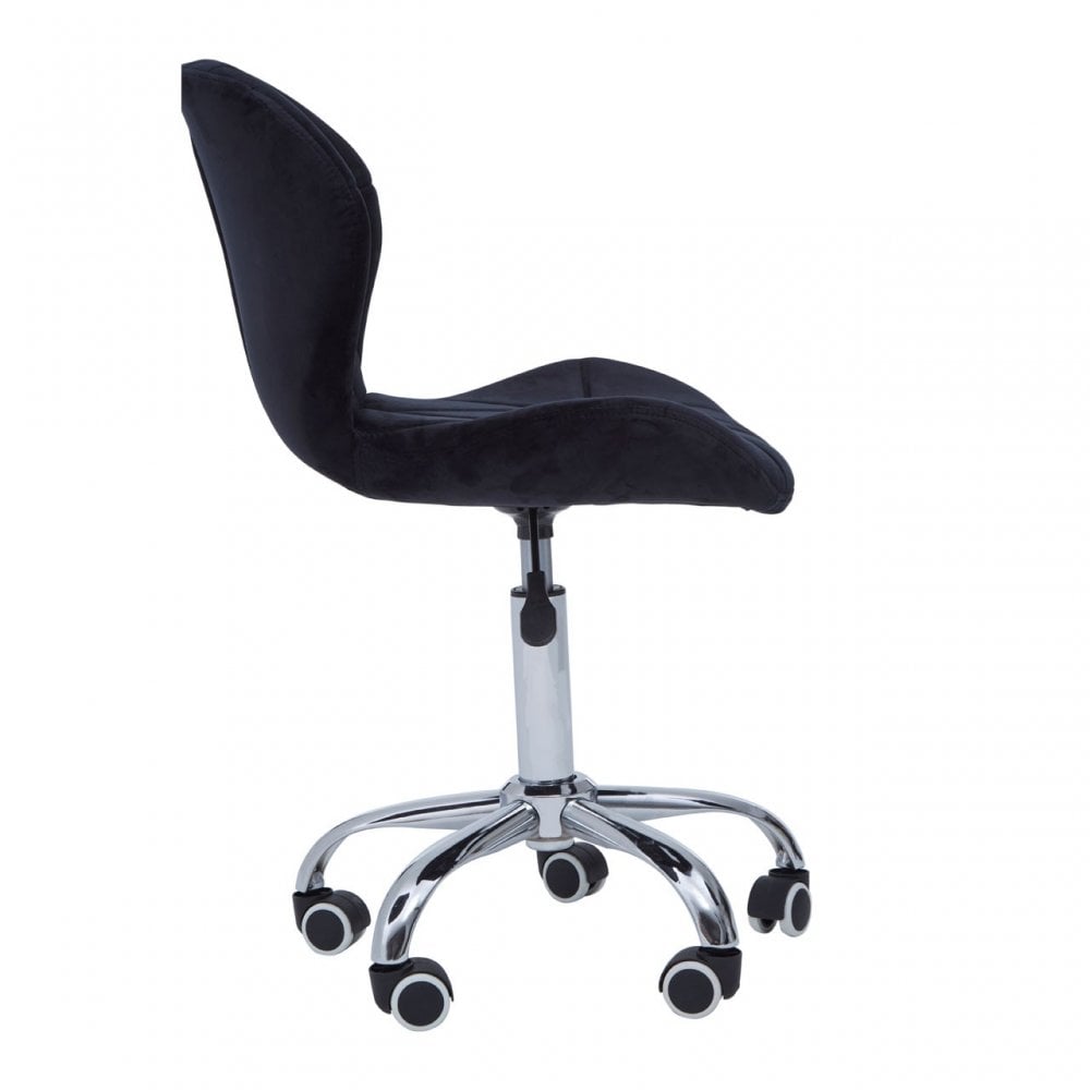 Black Velvet Home Office Chair with Swivel Base, Black