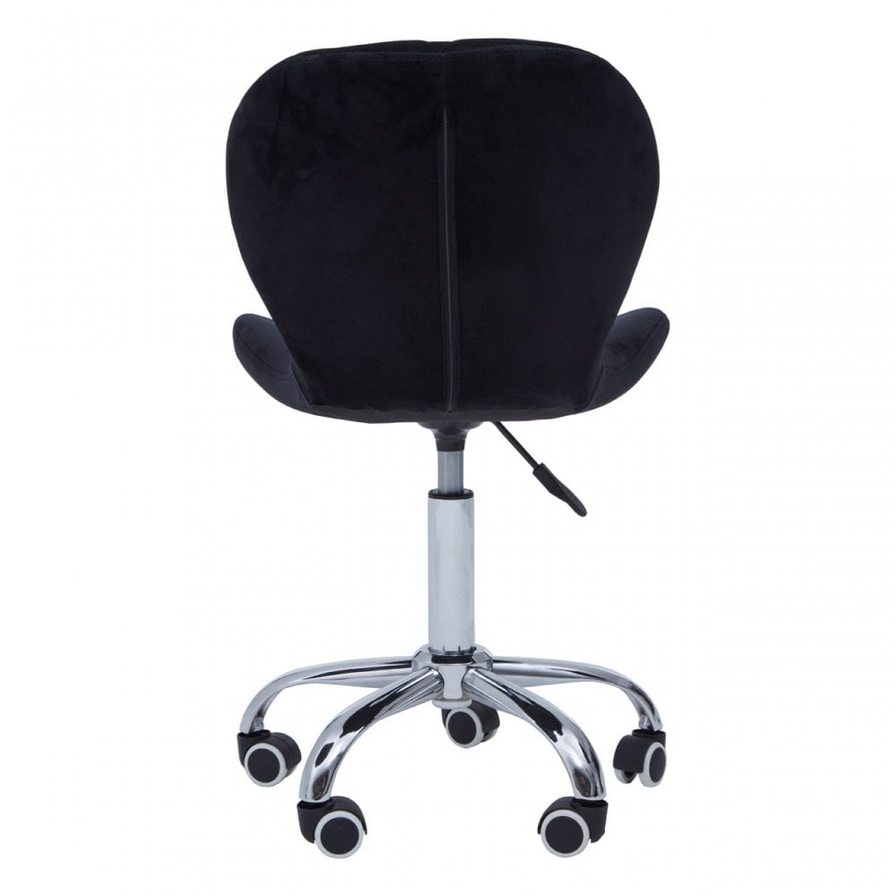 Black Velvet Home Office Chair with Swivel Base, Black