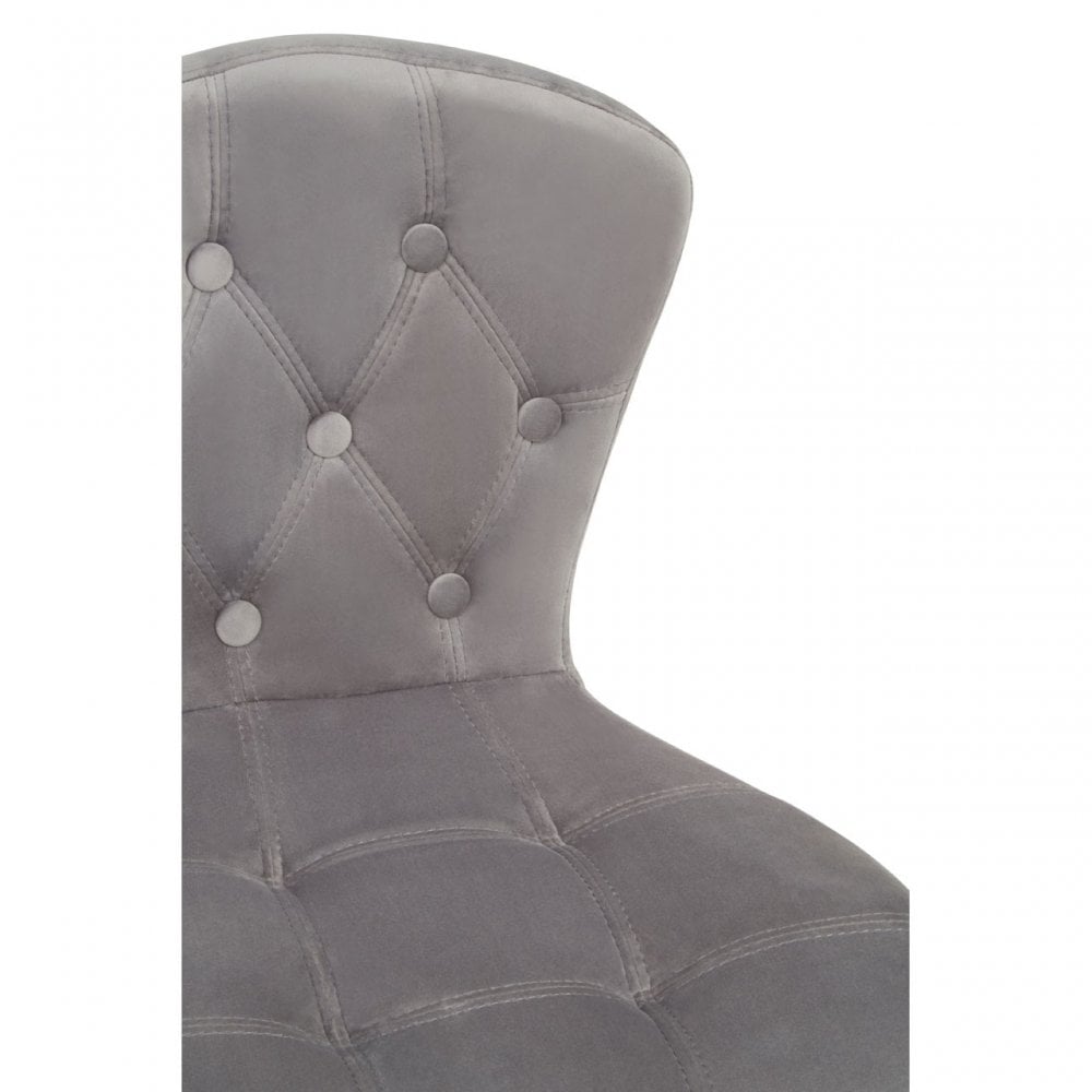 Grey Velvet Rolling Home Office Chair, Grey