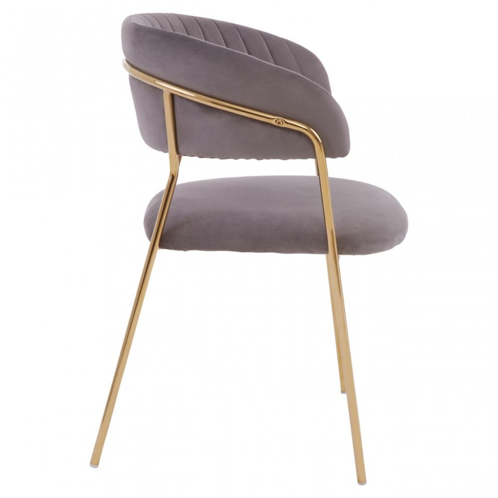 Tamzin Mink Channel Gold Finish Dining Chair, Brown