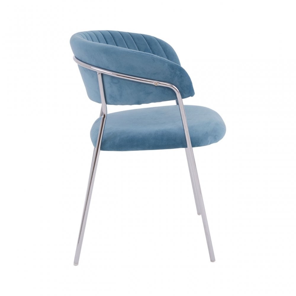 Tamzin Blue Channel Chrome Finish Dining Chair, Blue