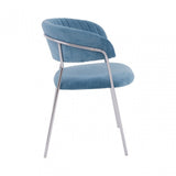 Tamzin Blue Channel Chrome Finish Dining Chair, Blue