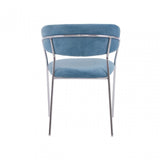 Tamzin Blue Channel Chrome Finish Dining Chair, Blue