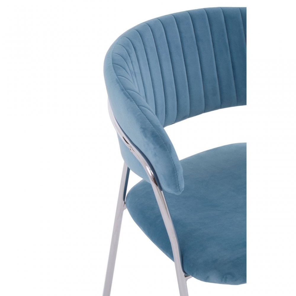Tamzin Blue Channel Chrome Finish Dining Chair, Blue