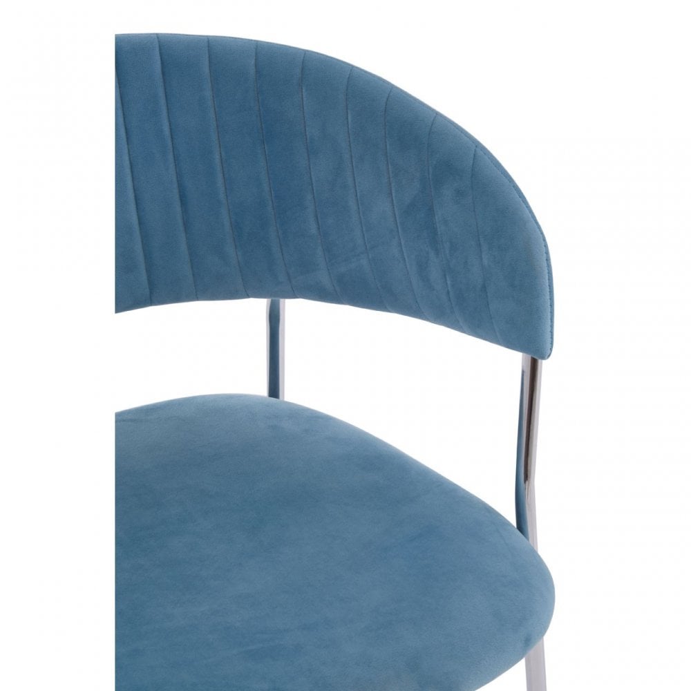 Tamzin Blue Channel Chrome Finish Dining Chair, Blue