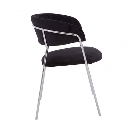 Tamzin Black Channel Chrome Finish Dining Chair, Black