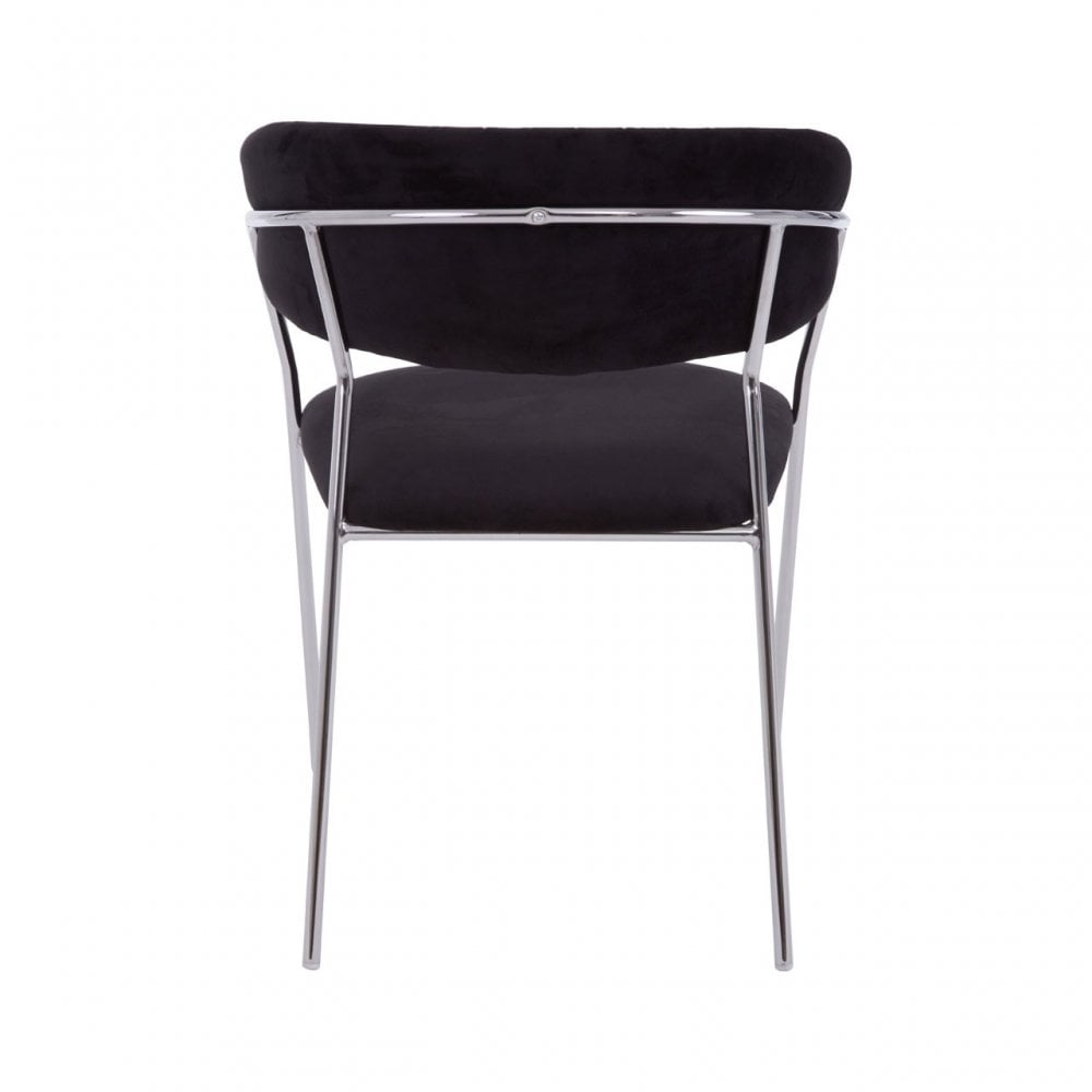Tamzin Black Channel Chrome Finish Dining Chair, Black