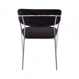 Tamzin Black Channel Chrome Finish Dining Chair, Black