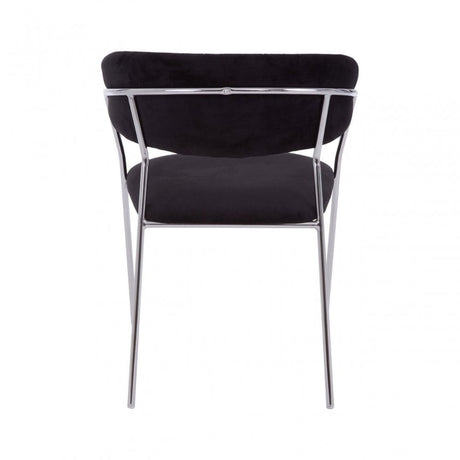 Tamzin Black Channel Chrome Finish Dining Chair, Black