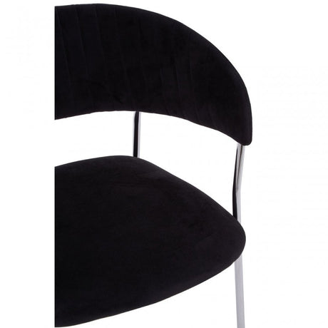 Tamzin Black Channel Chrome Finish Dining Chair, Black