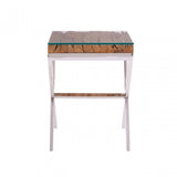 Kerala Natural Top Side Table With Cross Base