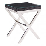 Kerala Black Top Side Table With Cross Base