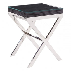 Kerala Black Top Side Table With Cross Base