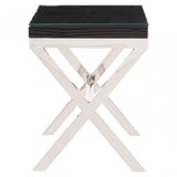 Kerala Black Top Side Table With Cross Base