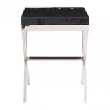 Kerala Black Top Side Table With Cross Base