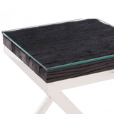 Kerala Black Top Side Table With Cross Base