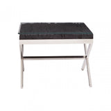 Kerala Black Top End Table With Cross Base