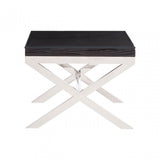 Kerala Black Top End Table With Cross Base