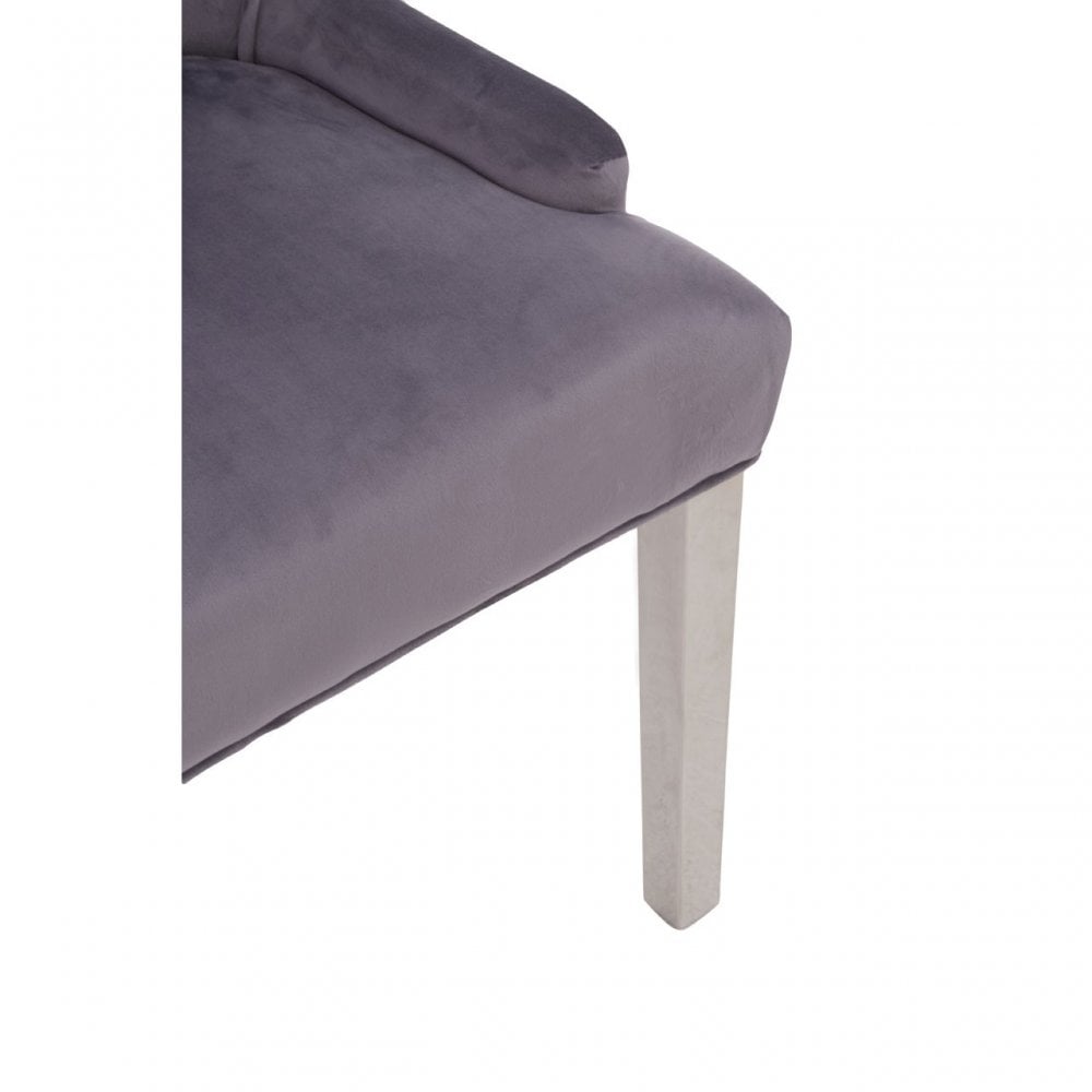 Richmond Grey Velvet Dining Chair, Grey