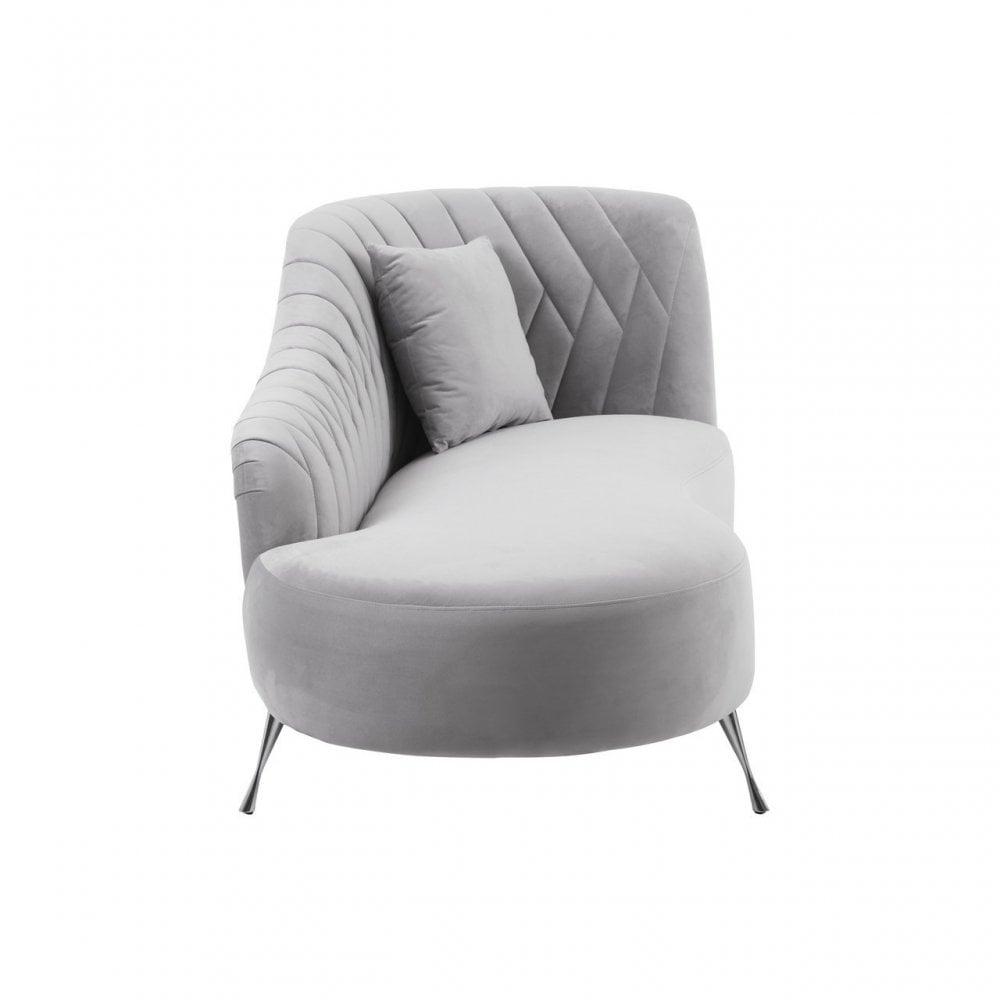 Rene Grey Velvet Chaise Longue, Grey