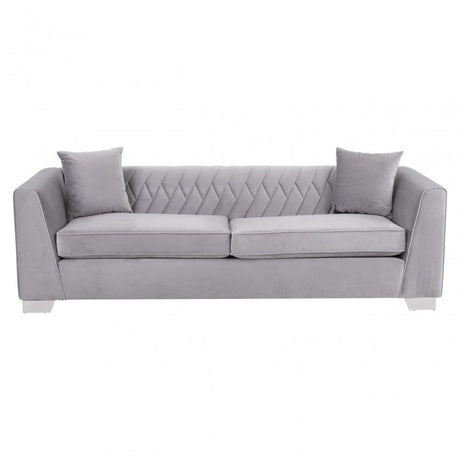 Rashika 3 Seat Grey Velvet Sofa, Grey