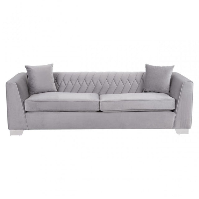 Rashika 3 Seat Grey Velvet Sofa, Grey