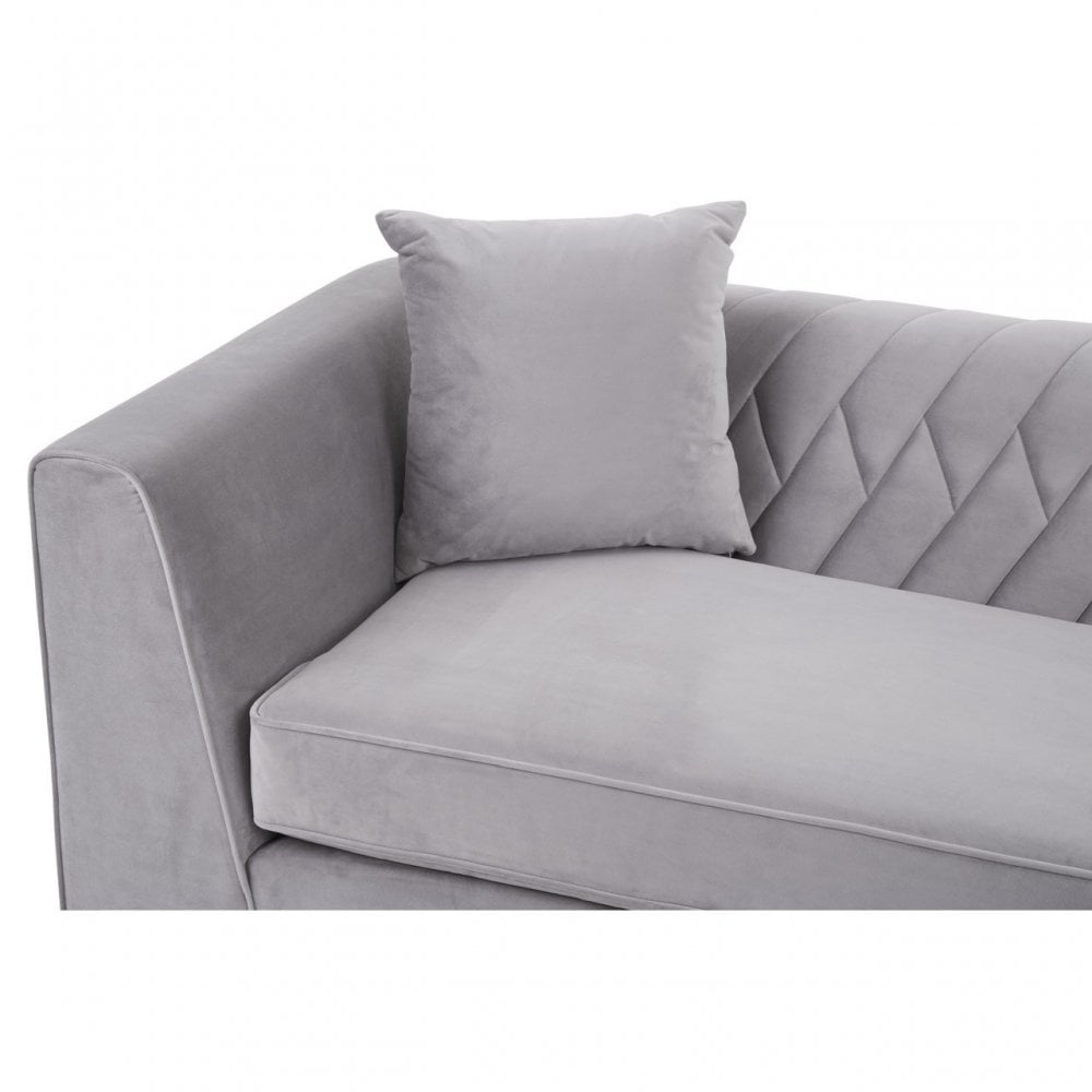 Rashika 3 Seat Grey Velvet Sofa, Grey