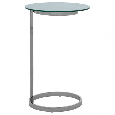 Oria End Table with White Marble Effect Glass Top, White