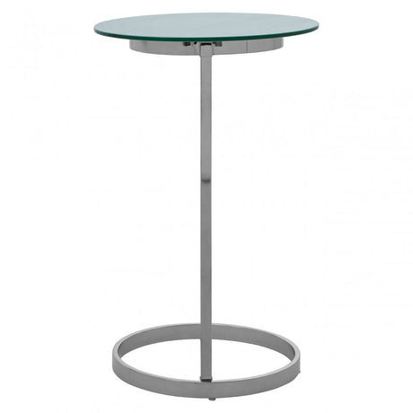 Oria End Table with White Marble Effect Glass Top, White