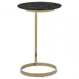 Oria End Table with Black Marble Effect Glass Top, Black