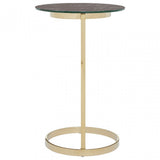 Oria End Table with Black Marble Effect Glass Top, Black