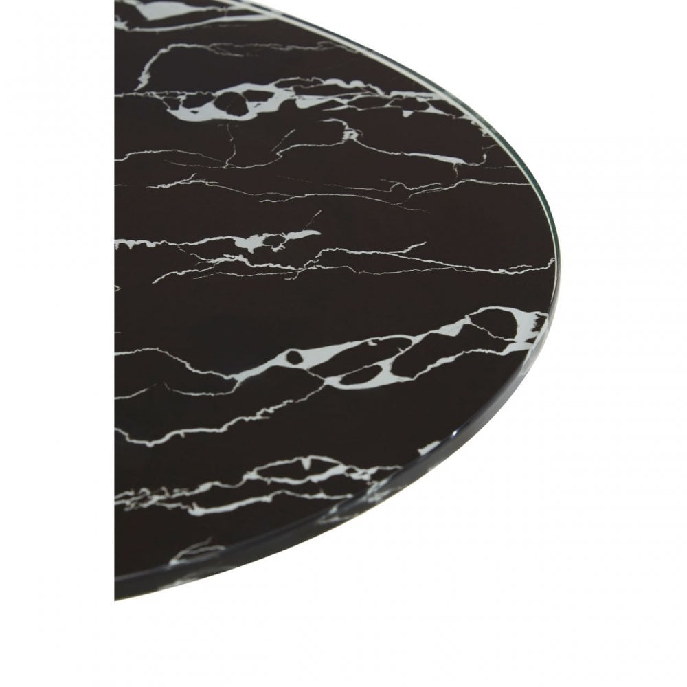 Oria End Table with Black Marble Effect Glass Top, Black